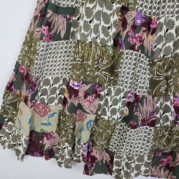 Vintage Bohemian Maxi Skirt Patchwork Tiered Floral O/S Hippie Whimsigoth Gypsy - Picture 6 of 11